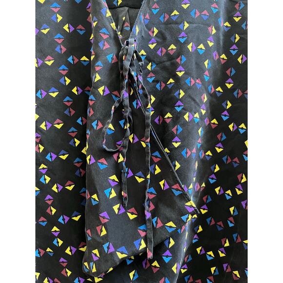 Derek Lam Silk Cuneiform Print Collared Drape Blouse Size 0 Relaxed Fit - Picture 10 of 16